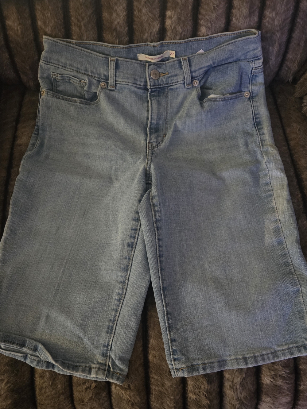 Levi's Light Blue Denim Bermuda Shorts - Relaxed Mid-Rise